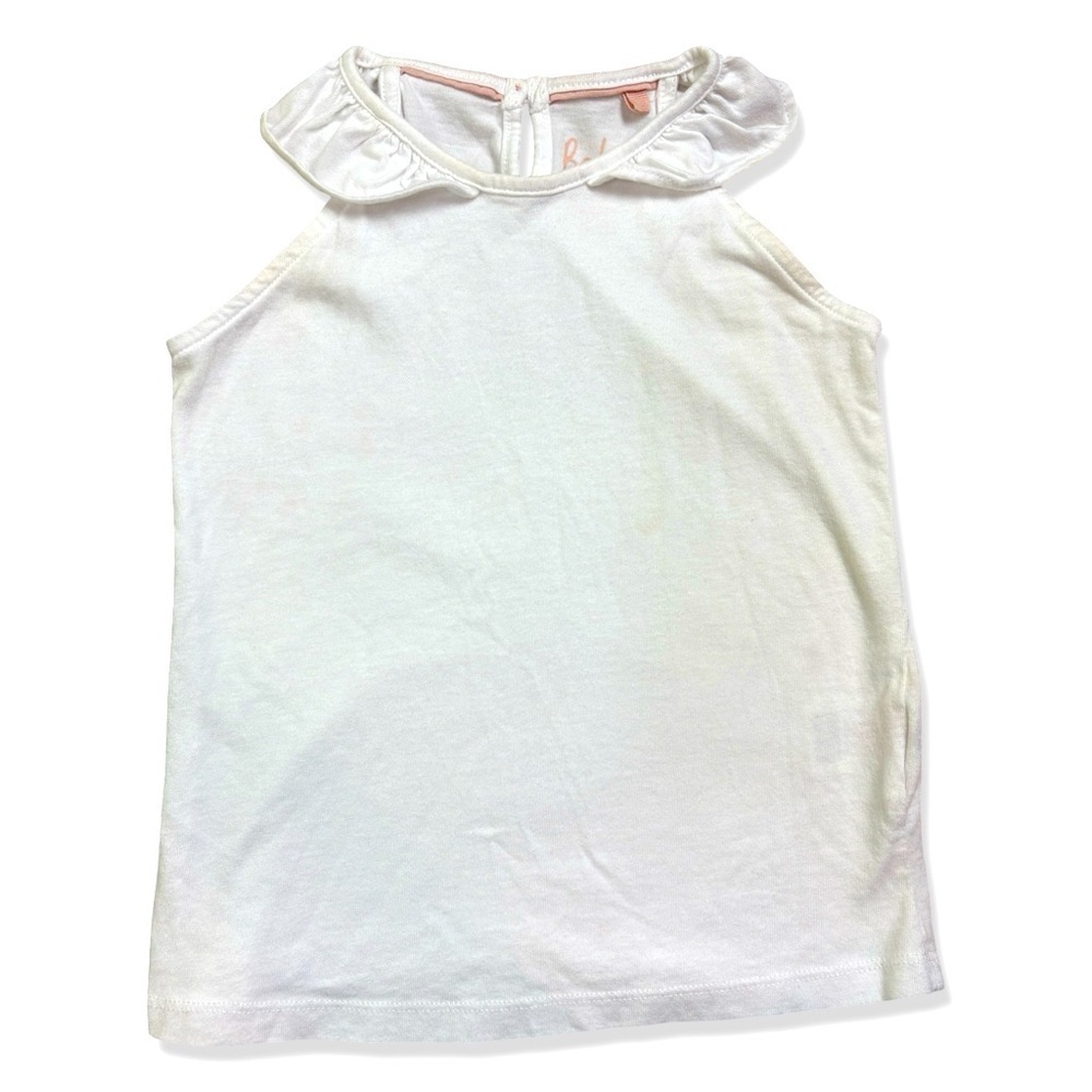 MINI BODEN Peter Pan Ruffle Collar White Tank Top